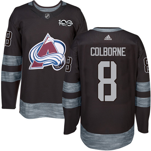 Mens Adidas Colorado Avalanche 8 Joe Colborne Premier Black 1917-2017 100th Anniversary NHL Jersey